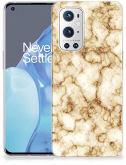 B2Ctelecom Leuk TPU Backcase OnePlus 9 Pro Doorzichtig Hoesje Marmer Goud