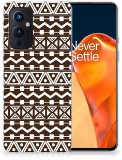 B2Ctelecom Leuk TPU Backcase OnePlus 9 Telefoon Hoesje Aztec Brown