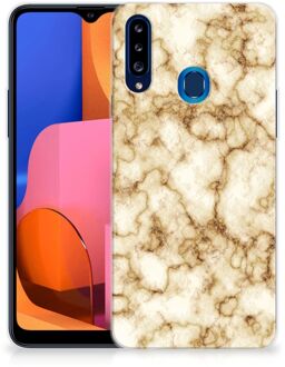 B2Ctelecom Leuk TPU Backcase Samsung Galaxy A20s Doorzichtig Hoesje Marmer Goud