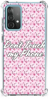 B2Ctelecom Leuk TPU Backcase Samsung Galaxy A52 4G/5G Smartphone hoesje met doorzichtige rand Flowers Pink Don't Touch My Phone