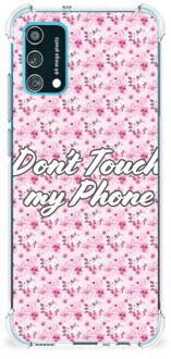 B2Ctelecom Leuk TPU Backcase Samsung Galaxy M02s | A02s Smartphone hoesje met doorzichtige rand Flowers Pink Don't Touch My Phone