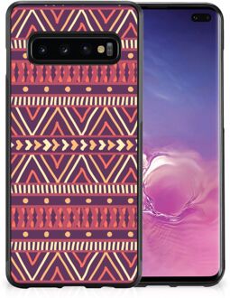 B2Ctelecom Leuk TPU Backcase Samsung Galaxy S10+ Telefoonhoesje met Zwarte rand Aztec Purple