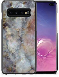 B2Ctelecom Leuk TPU Backcase Samsung Galaxy S10+ Telefoonhoesje met Zwarte rand Marmer Grijs