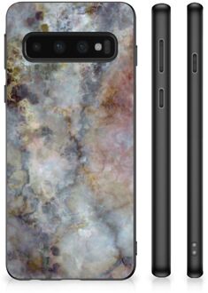 B2Ctelecom Leuk TPU Backcase Samsung Galaxy S10 Telefoonhoesje met Zwarte rand Marmer Grijs