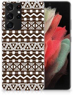 B2Ctelecom Leuk TPU Backcase Samsung Galaxy S21 Ultra Telefoon Hoesje Aztec Brown