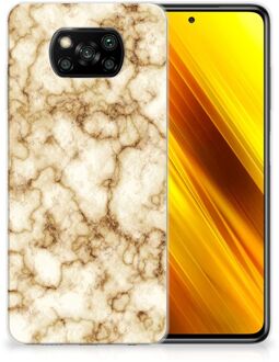 B2Ctelecom Leuk TPU Backcase Xiaomi Poco X3 Doorzichtig Hoesje Marmer Goud