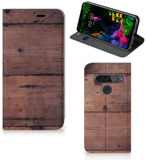 B2Ctelecom LG G8s Thinq Book Wallet Case Old Wood