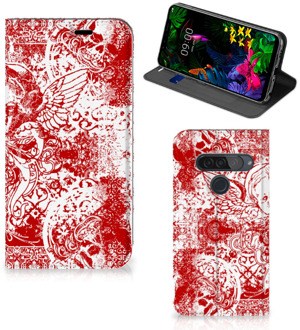 B2Ctelecom LG G8s Thinq Mobiel BookCase Angel Skull Red