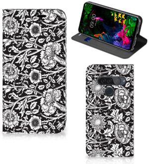 B2Ctelecom LG G8s Thinq Smart Cover Black Flowers