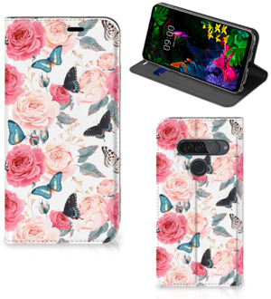 B2Ctelecom LG G8s Thinq Smart Cover Butterfly Roses