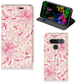 B2Ctelecom LG G8s Thinq Smart Cover Pink Flowers