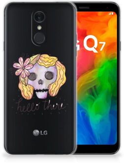 B2Ctelecom LG Q7 Silicone Back Case Boho Skull