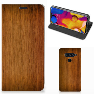 B2Ctelecom LG V40 Thinq Book Wallet Case Donker Hout