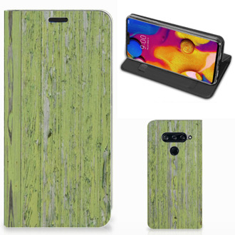 B2Ctelecom LG V40 Thinq Book Wallet Case Green Wood