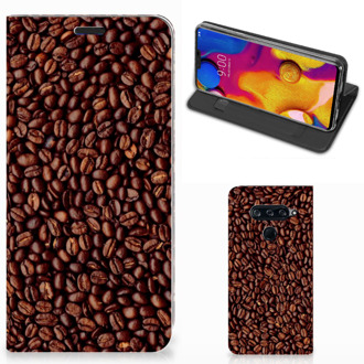 B2Ctelecom LG V40 Thinq Flip Style Cover Koffiebonen