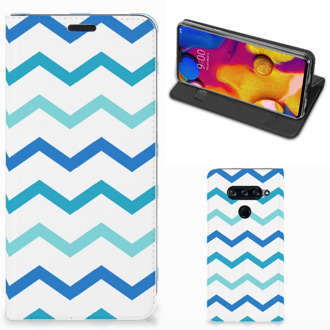 B2Ctelecom LG V40 Thinq Hoesje met Magneet Zigzag Blauw