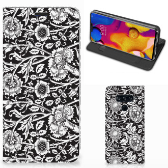 B2Ctelecom LG V40 Thinq Smart Cover Black Flowers