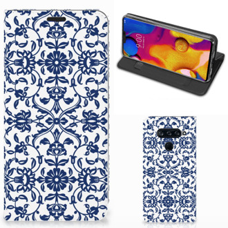 B2Ctelecom LG V40 Thinq Smart Cover Flower Blue