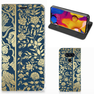 B2Ctelecom LG V40 Thinq Smart Cover Golden Flowers