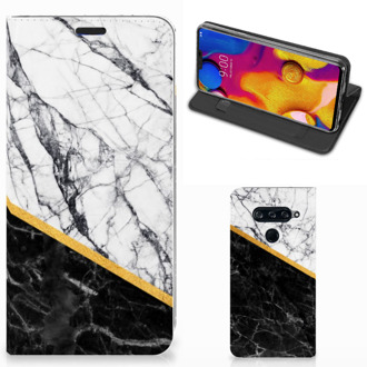 B2Ctelecom LG V40 Thinq Standcase Marble White Black