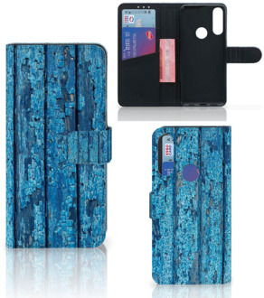 B2Ctelecom Magnet Case Alcatel 1S 2020 Telefoonhoesje Wood Blue