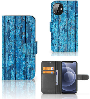 B2Ctelecom Magnet Case Apple iPhone 12 Mini Telefoonhoesje Wood Blue