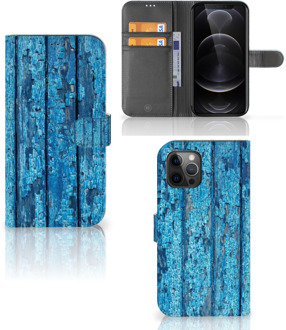 B2Ctelecom Magnet Case Apple iPhone 12 Pro Max Telefoonhoesje Wood Blue