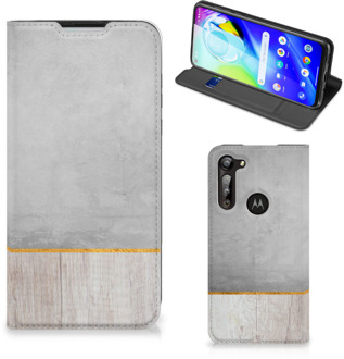 B2Ctelecom Magnet Case Cadeau voor Vader Motorola Moto G8 Power Smartphone Hoesje Wood Beton