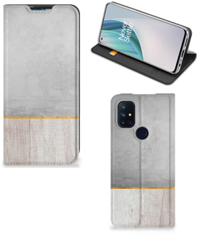 B2Ctelecom Magnet Case Cadeau voor Vader OnePlus Nord N10 5G Smartphone Hoesje Wood Beton