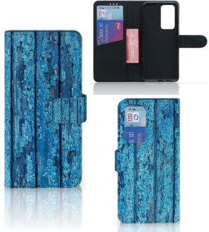 B2Ctelecom Magnet Case Huawei P40 Pro Telefoonhoesje Wood Blue