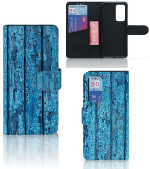 B2Ctelecom Magnet Case Huawei P40 Telefoonhoesje Wood Blue