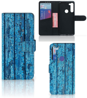 B2Ctelecom Magnet Case Motorola G8 Power Telefoonhoesje Wood Blue