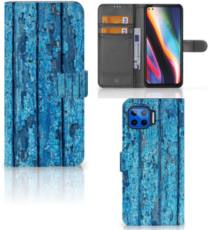 B2Ctelecom Magnet Case Motorola Moto G 5G Plus Telefoonhoesje Wood Blue