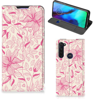 B2Ctelecom Magnet Case Motorola Moto G Pro Telefoon Hoesje Roze Bloemen