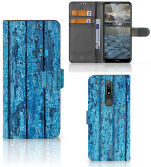 B2Ctelecom Magnet Case Nokia 2.4 Telefoonhoesje Wood Blue