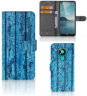 B2Ctelecom Magnet Case Nokia 3.4 Telefoonhoesje Wood Blue