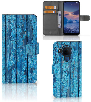 B2Ctelecom Magnet Case Nokia 5.4 Telefoonhoesje Wood Blue