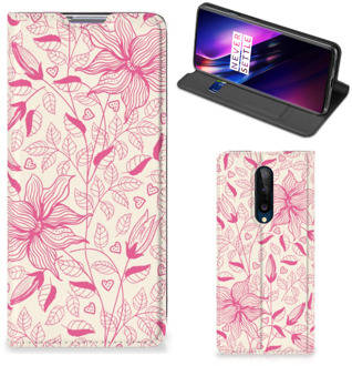 B2Ctelecom Magnet Case OnePlus 8 Telefoon Hoesje Roze Bloemen