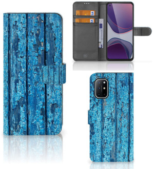 B2Ctelecom Magnet Case OnePlus 8T Telefoonhoesje Wood Blue