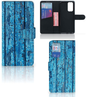 B2Ctelecom Magnet Case OnePlus 9 Pro Telefoonhoesje Wood Blue