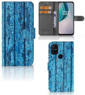 B2Ctelecom Magnet Case OnePlus Nord N10 Telefoonhoesje Wood Blue