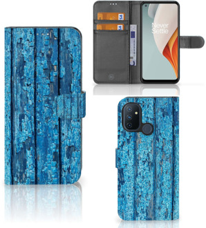 B2Ctelecom Magnet Case OnePlus Nord N100 Telefoonhoesje Wood Blue