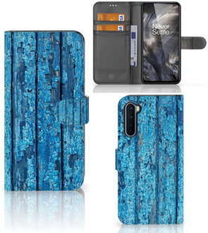 B2Ctelecom Magnet Case OnePlus Nord Telefoonhoesje Wood Blue