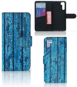 B2Ctelecom Magnet Case OPPO A91 | Reno3 Telefoonhoesje Wood Blue