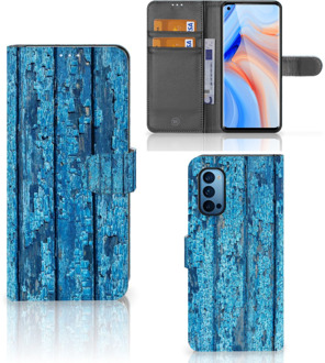 B2Ctelecom Magnet Case OPPO Reno 4 Pro 5G Telefoonhoesje Wood Blue