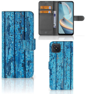 B2Ctelecom Magnet Case OPPO Reno4 Z Telefoonhoesje Wood Blue