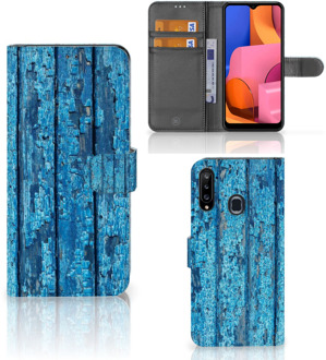 B2Ctelecom Magnet Case Samsung Galaxy A20s Telefoonhoesje Wood Blue