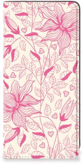 B2Ctelecom Magnet Case Samsung Galaxy A21s Telefoon Hoesje Roze Bloemen