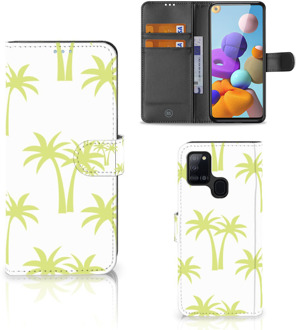 B2Ctelecom Magnet Case Samsung Galaxy A21s Telefoonhoesje Palmtrees