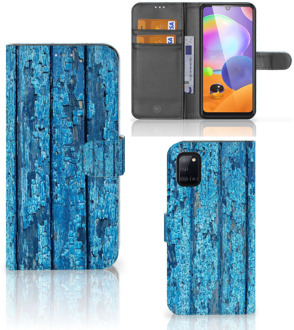 B2Ctelecom Magnet Case Samsung Galaxy A31 Telefoonhoesje Wood Blue